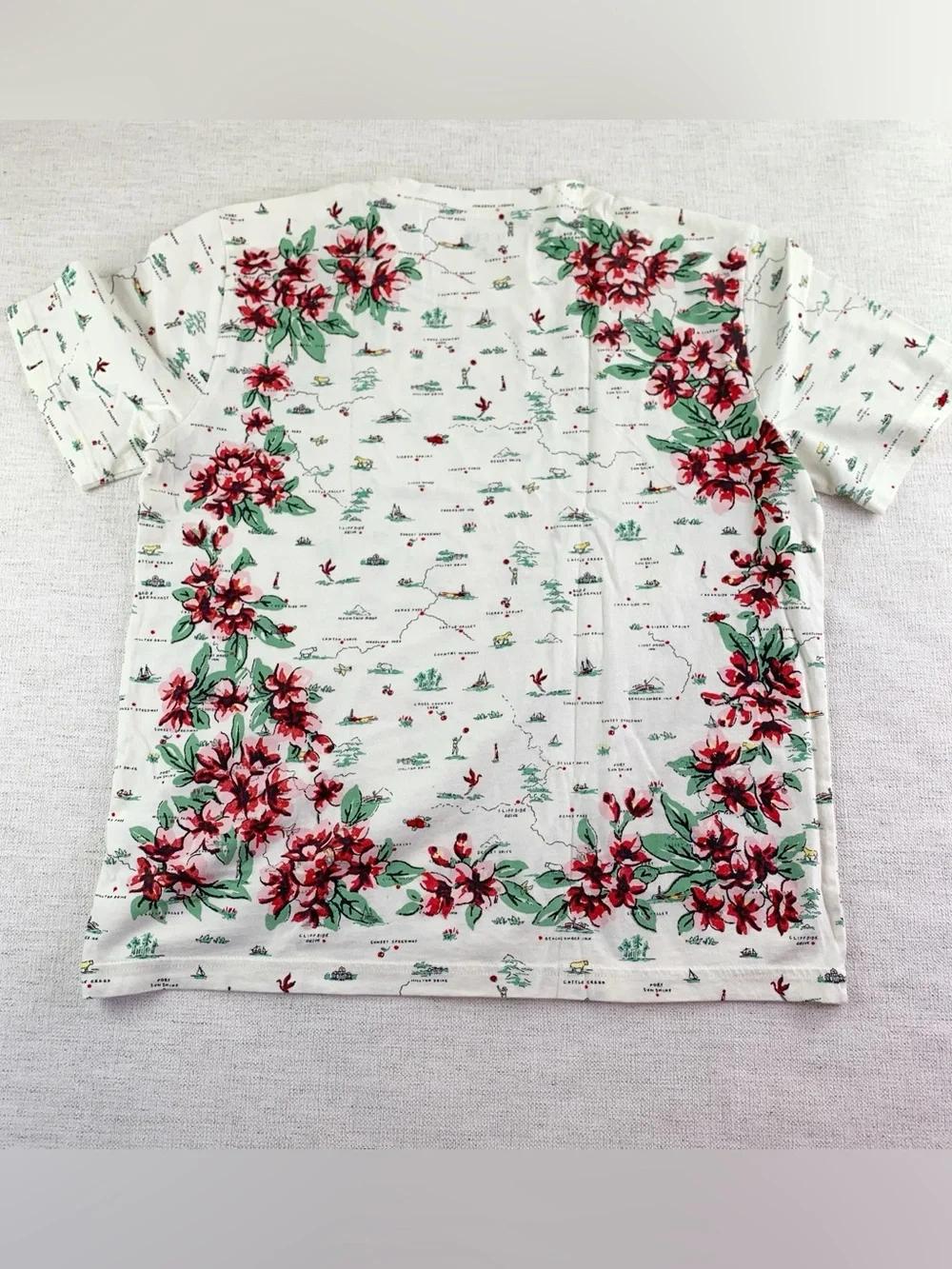 J Crew New Broken-in jersey relaxed-fit map graphic T-shirt short sleeve floral